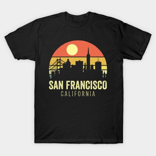 San Francisco California Vintage Sunset T-Shirt by DetourShirts